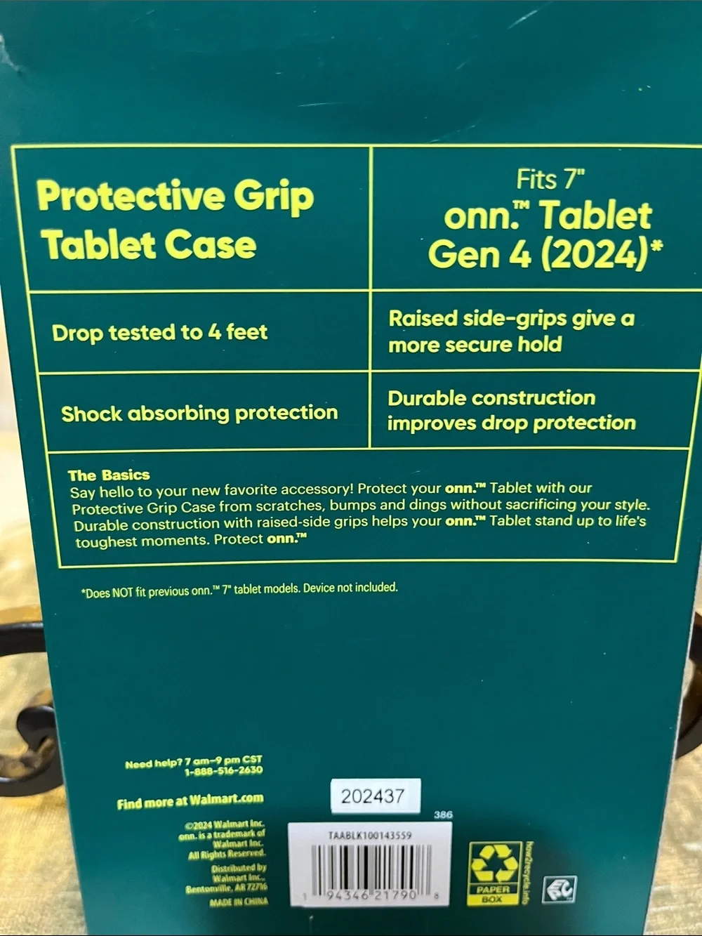 On Running ( onn) Protective Grip Tablet Case in Black for 7” Tablet